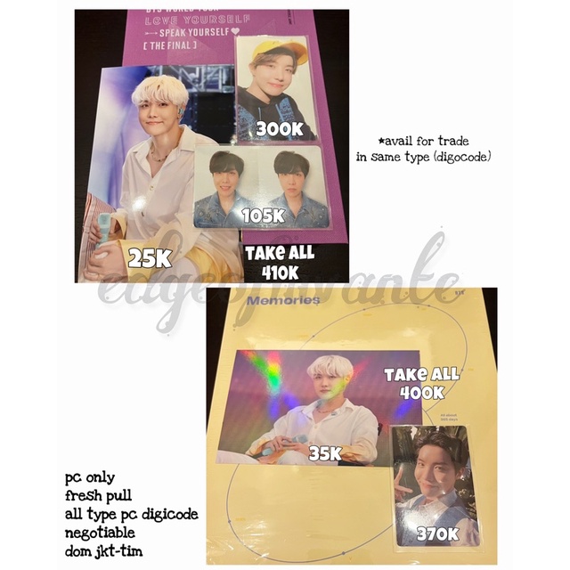 READY STOCK PC Jhope BTS Memories 2021 Sowoozoo Tear R SYS
