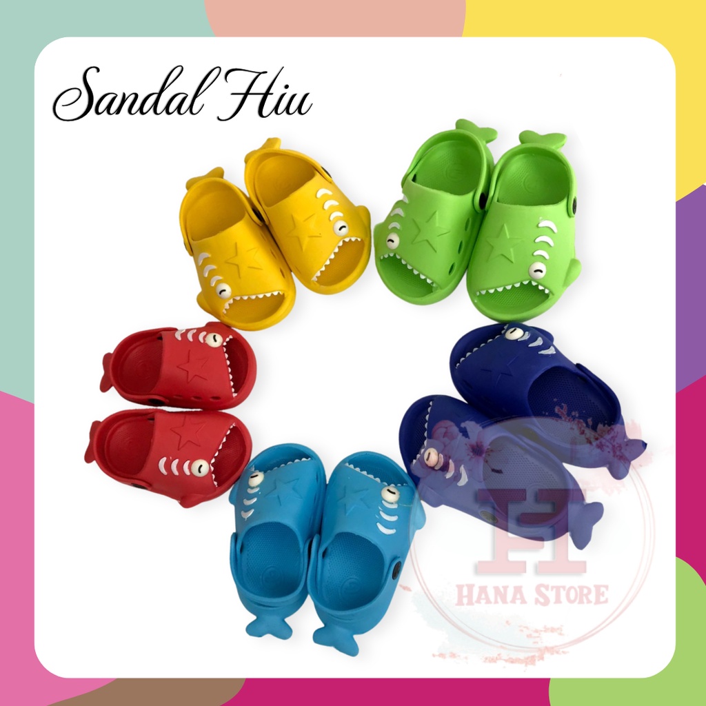 Sandal Dulux Happy Shark Hiu 371-E Slop Baim Bakpao Sepatu Sendal Bayi Anak Laki Ikan Paus Selop Kar