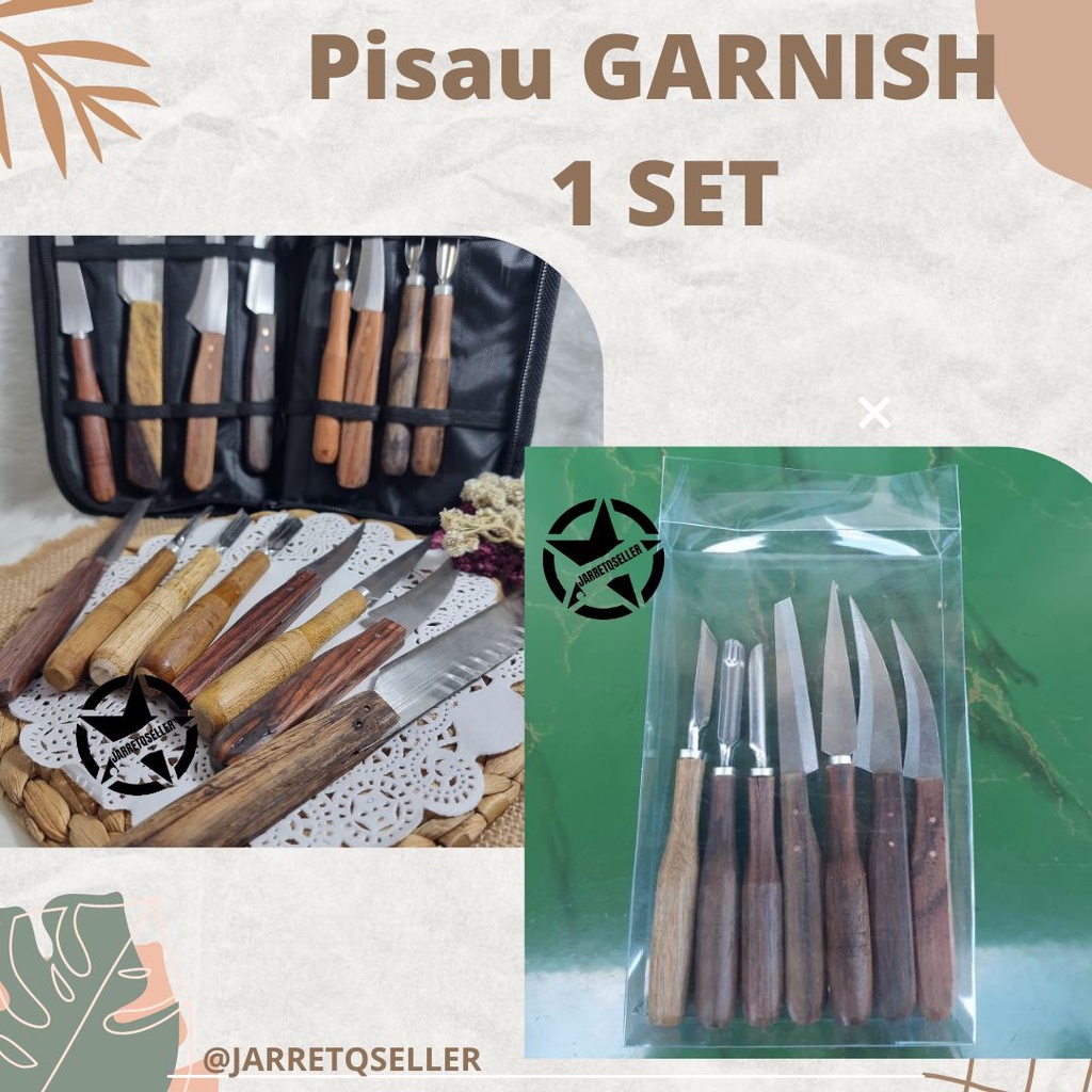 

PISAU GARNISH SET+DOMPET | PISAU 1 SET UNTUK GARNISH BUAH & SAYUR | PISAU SET + DOMPET | PISAU ISI 7 + PISAU ACAR | PISAU UKIR BUAH