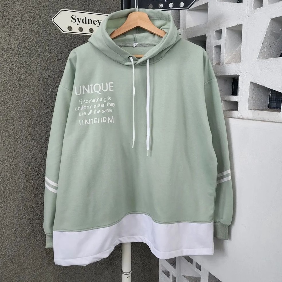 Unique Hoodie Atasan Cewek Bahan Fleece Gaya Santai Simple