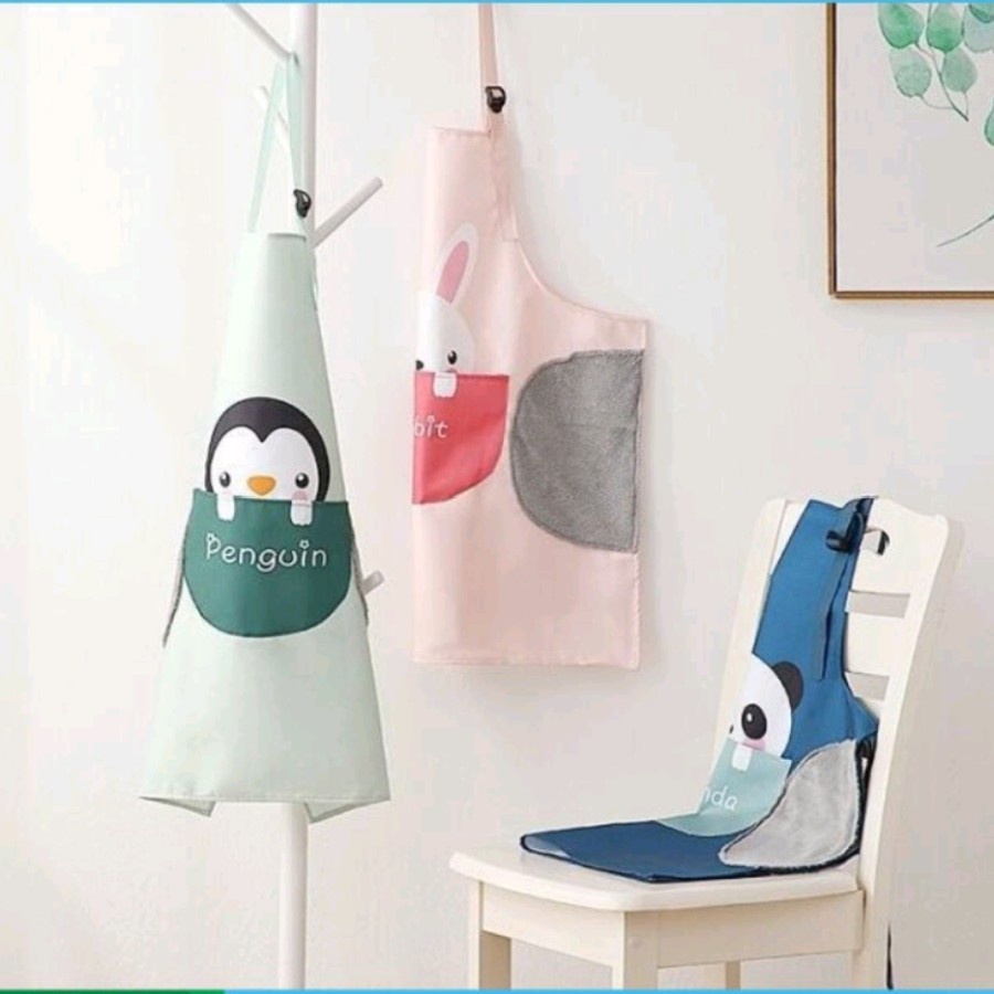EM Celemek masak apron anti air minyak bisa lap tangan premium