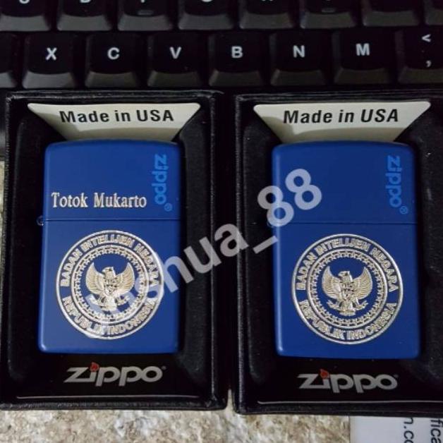 ZIPPO KOREK API CUSTOM UKIR LOGO BIN BLUE MATTE BISA UKIR NAMA SENDIRI GT846546ER