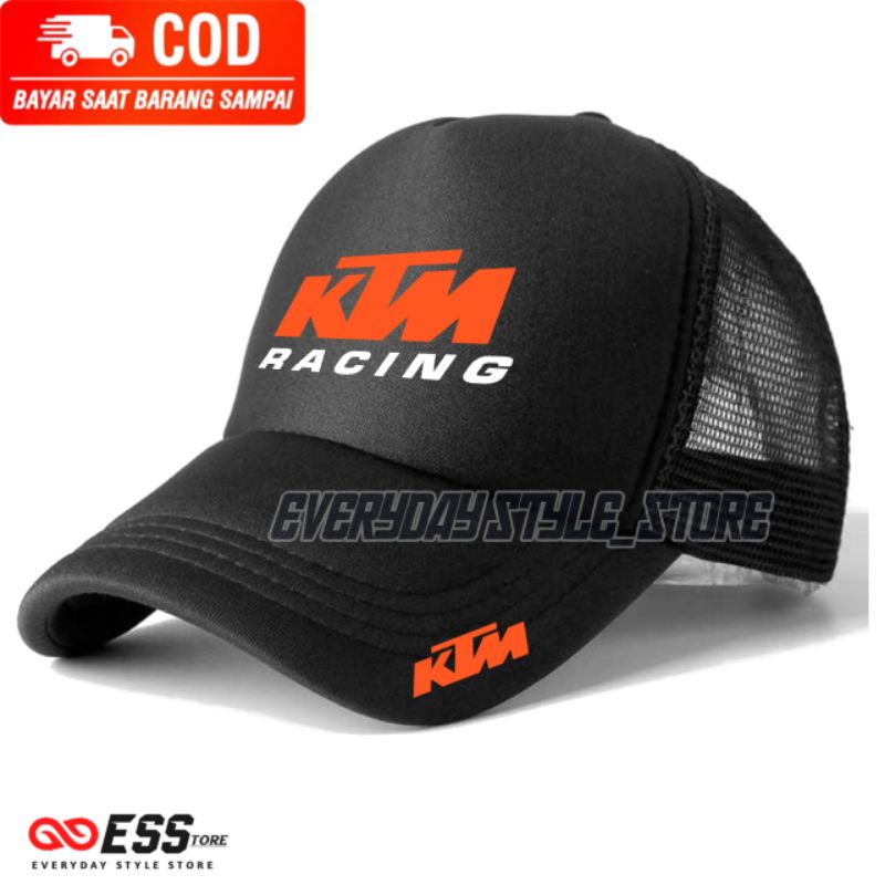 TOPI TRUCKER JARING RACING / TOPI KTM RACING / KTM RACING LOGO ORANGE