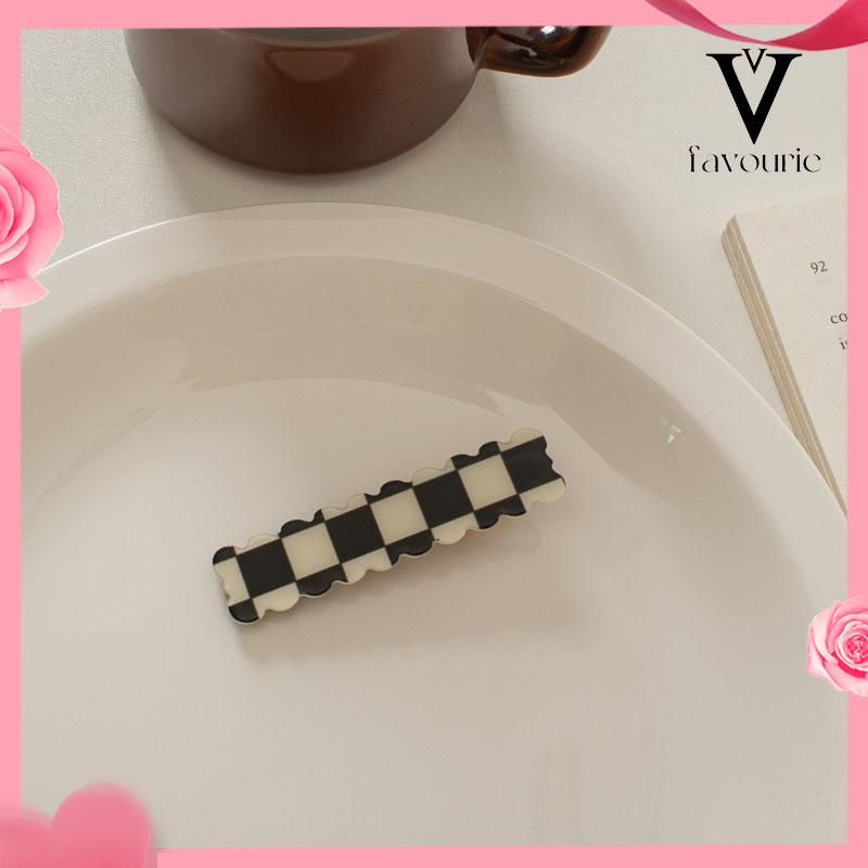 CODJepit Rambut Bentuk Papan Catur Warna Hitam Dan Putih Gaya Klasik Modern-FA