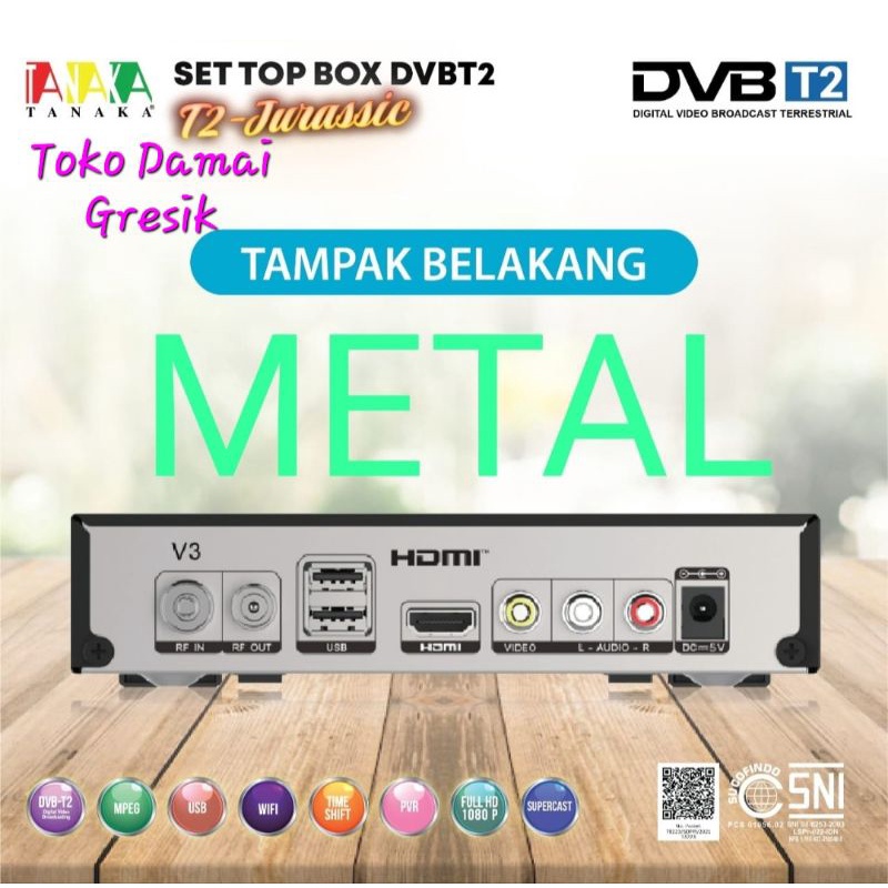 Tanaka Set Top Box STB DVB digital T2 Jurassic. TV box Tanaka STB PREMIUM. Body metal besi, 2 slot usb