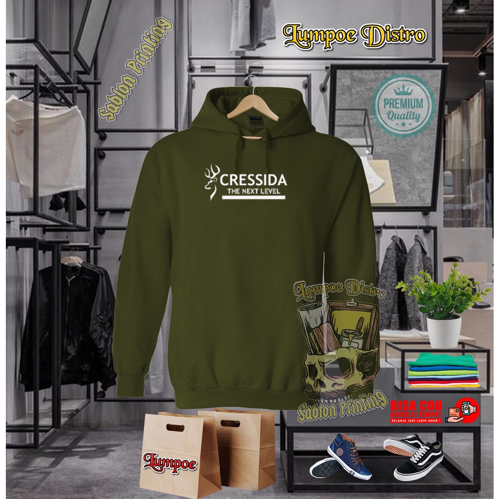 Hoodie Cressida Quality White Premium Baju Tshirt Lengan Panjang Tebal Crewneck Branded  Keren Kaos 