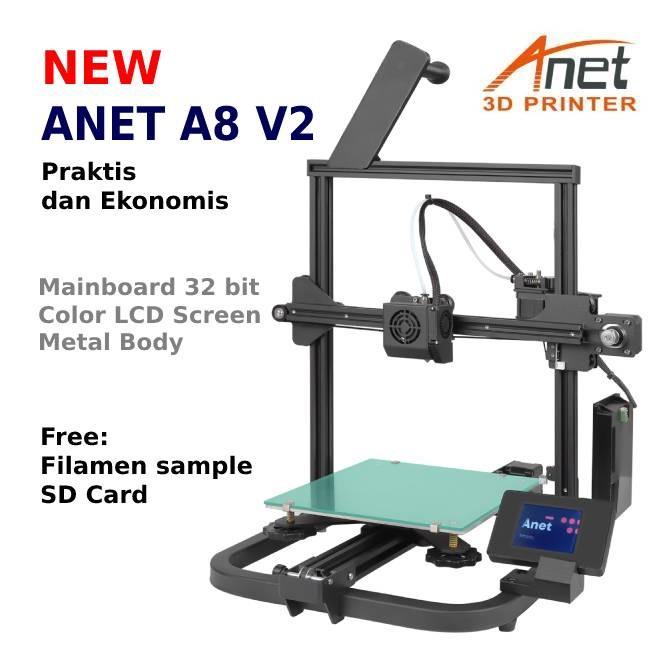 Printer 3D ANET A8 V2, Mainboard 32 bit, Ekonomis dan Praktis.