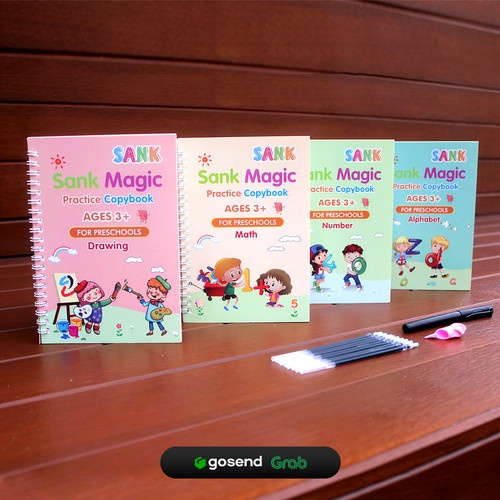 &lt; M.a &gt;  Buku Belajar Anak Sank Magic 1 Set Isi 4 Buku dan Pulpen  Practice Book 1 SET Latihan Belajar Menulis