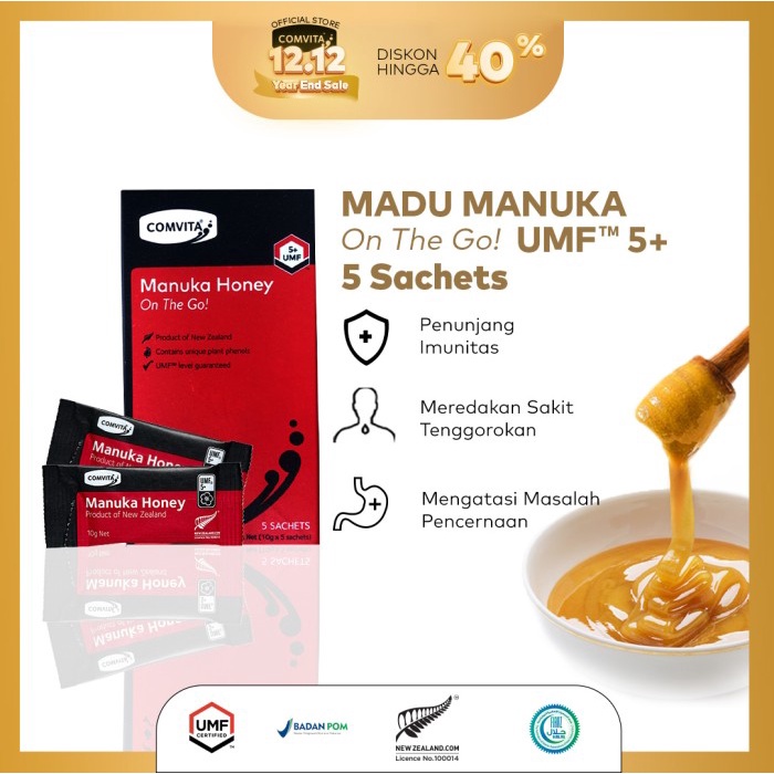 

Comvita Manuka Honey On The Go! UMF 5+ 5 Sachet Madu Murni Alami Asli