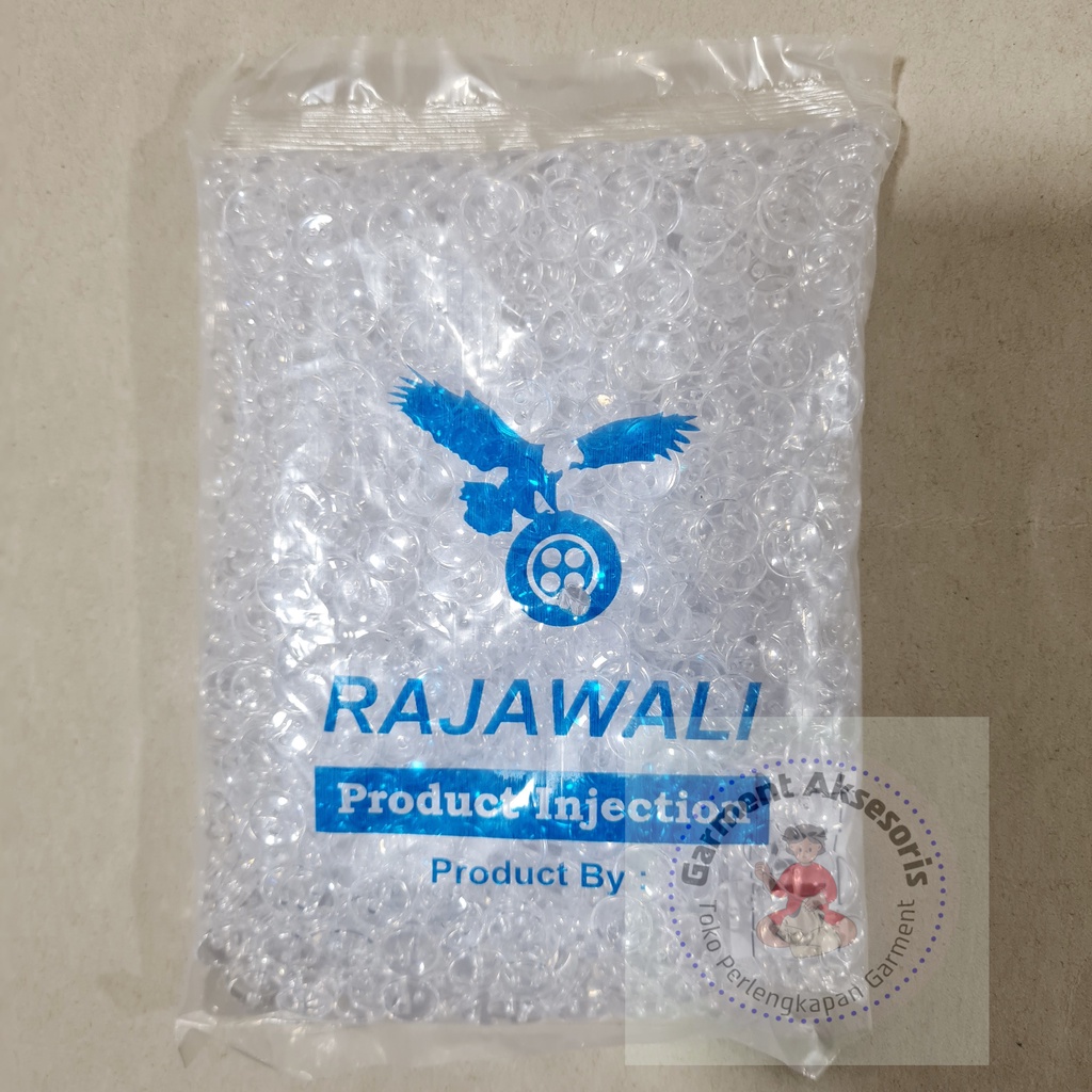 Kancing Kaca Merk Rajawali Bening Lubang 2 18L (11.5mm) / Kancing Baju Kristal Bening / Kancing Kaca