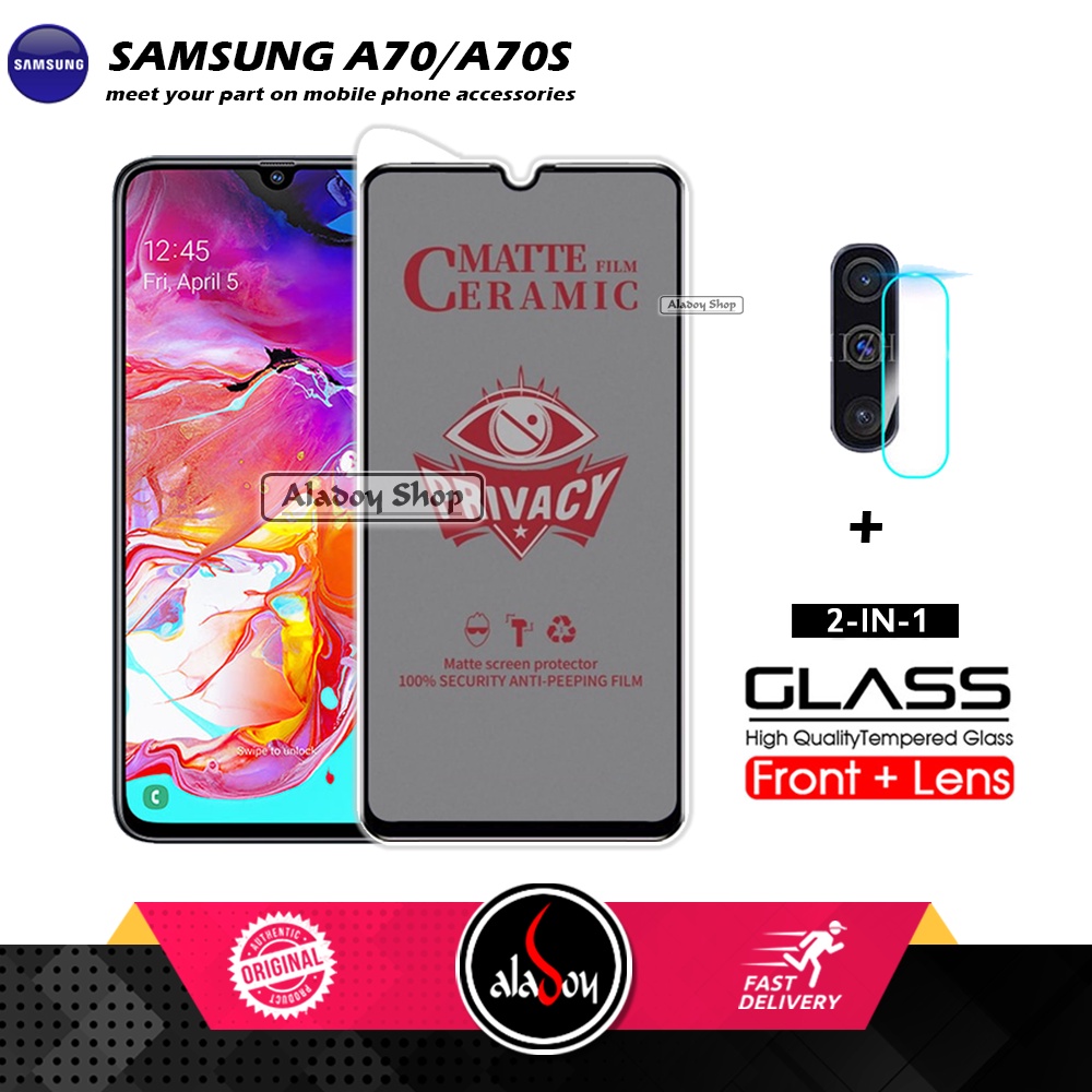 PAKET 2IN1 Anti Gores Privacy Samsung A70/A70S + Tempered Glass Kamera