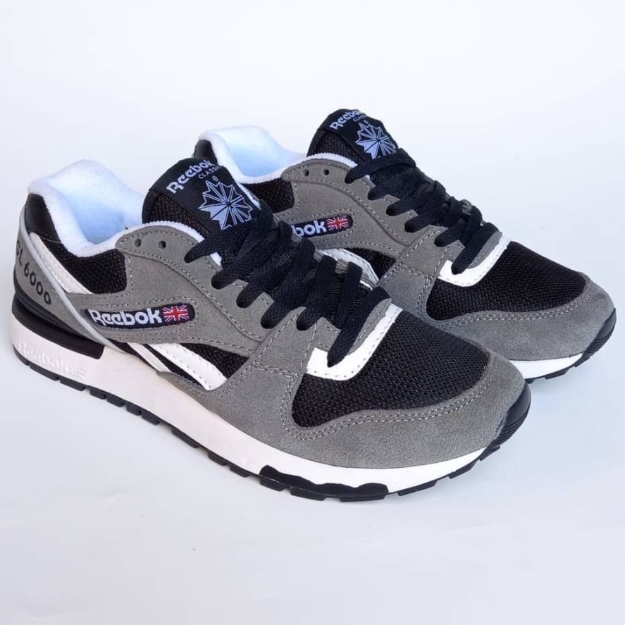 SEPATU REEBOK GL6000 GREY WHITE BLACK PREMIUM MIRROR BNIB VIETNAM IMPORT OLAHRAGA RUNNING PRIA SNEAK