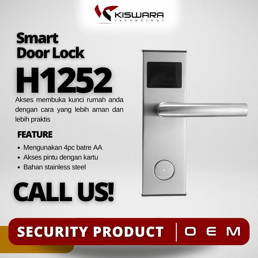 Door Lock With Card H1252 RIGHT SILVER