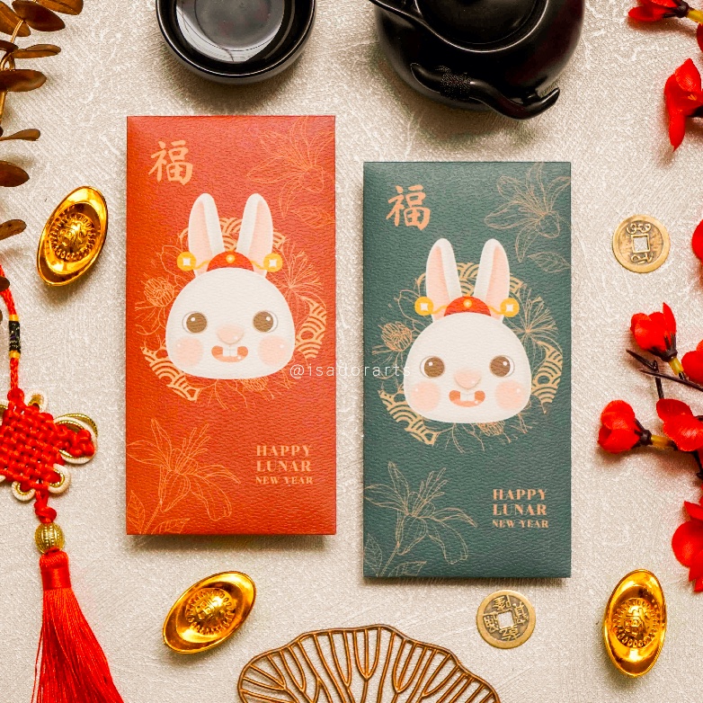 

10pcs Angpao Imlek 2023 Kelinci Rabbit Bunny / Hong Bao / Angpau / Amplop Uang - Long