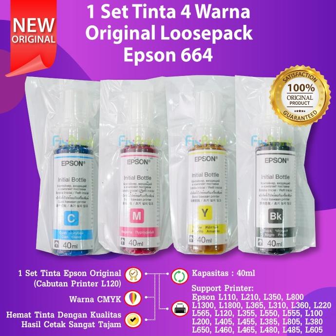 1 Set Tinta Printer Epson Original Ori 664 L220 L210 L350 L360 L1300