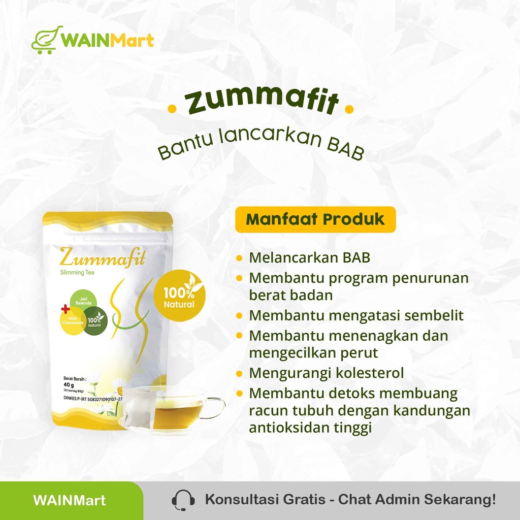 Zummafit Slimming Tea Teh Pelangsing Alami dan Peluntur Lemak Diet Detox dengan Ekstra Chamomile