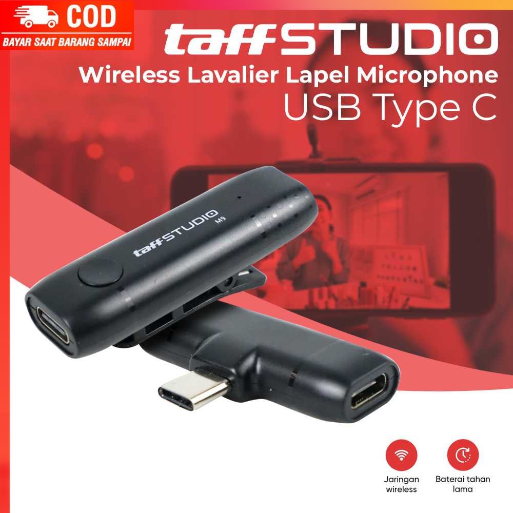 ( 100% BARANG ORI ) TaffSTUDIO Wireless Lavalier Lapel Microphone Live USB Type C - M9