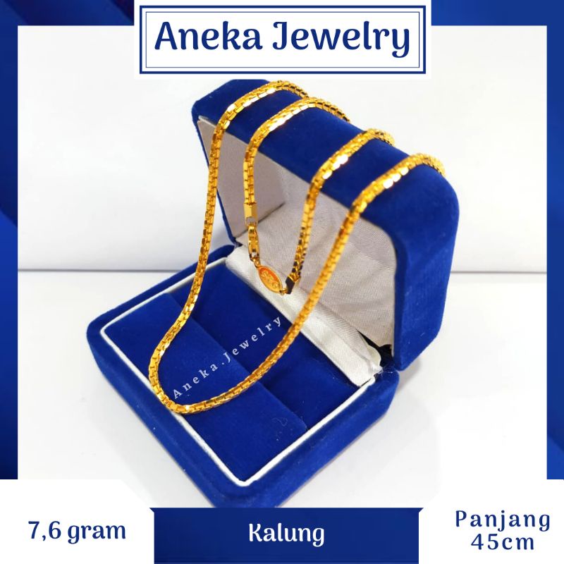 Kalung Italy Santa 7,6gram, Perak 925, Sepuh Emas Kuning