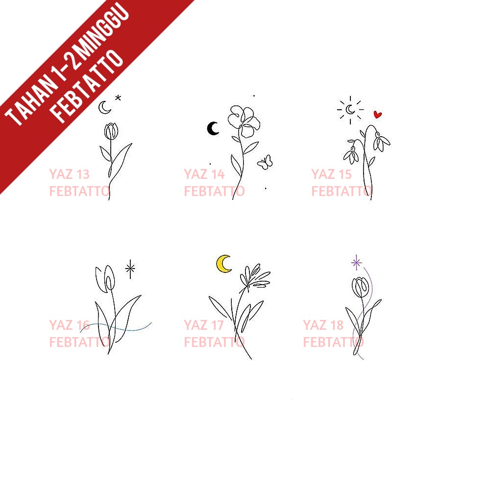 Tato Temporer tato bunga stiker Tatto - YAZ 13-18