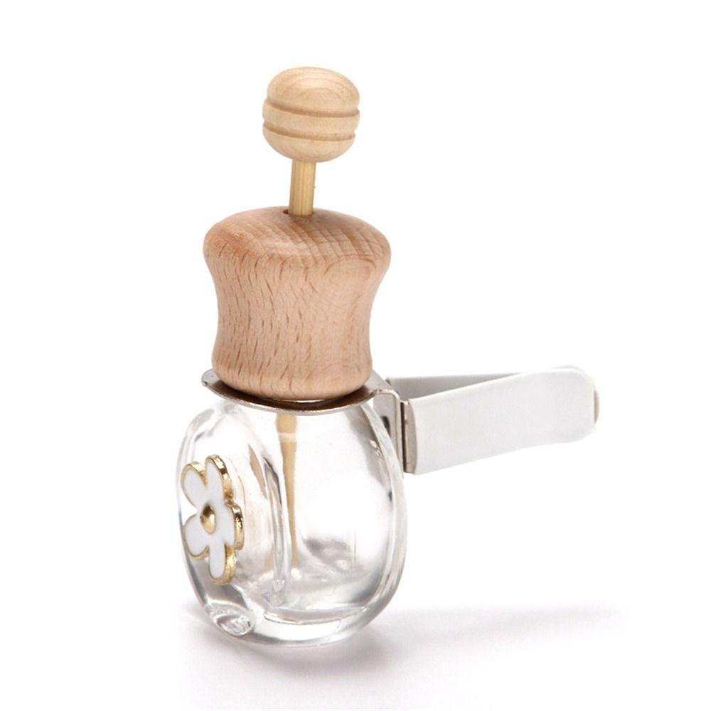 Lanfy Botol Parfum Mobil Dekorasi Mobil Botol Kaca Kosong Bening Daisy Flower Perfume Bottle Clip Fragrance Bottle