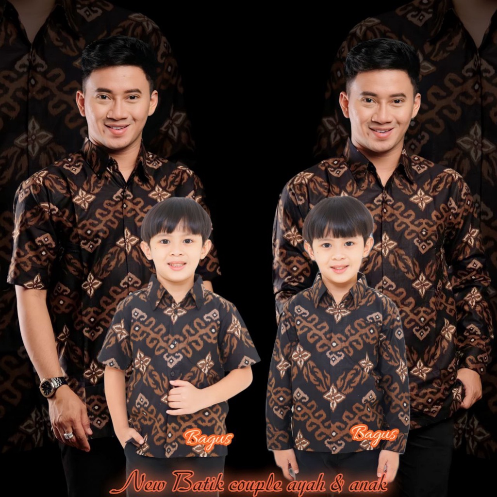 Batik couple ayah anak laki-laki kekinian motif zig zag-Batik pria kekinian-Bisa pisah.