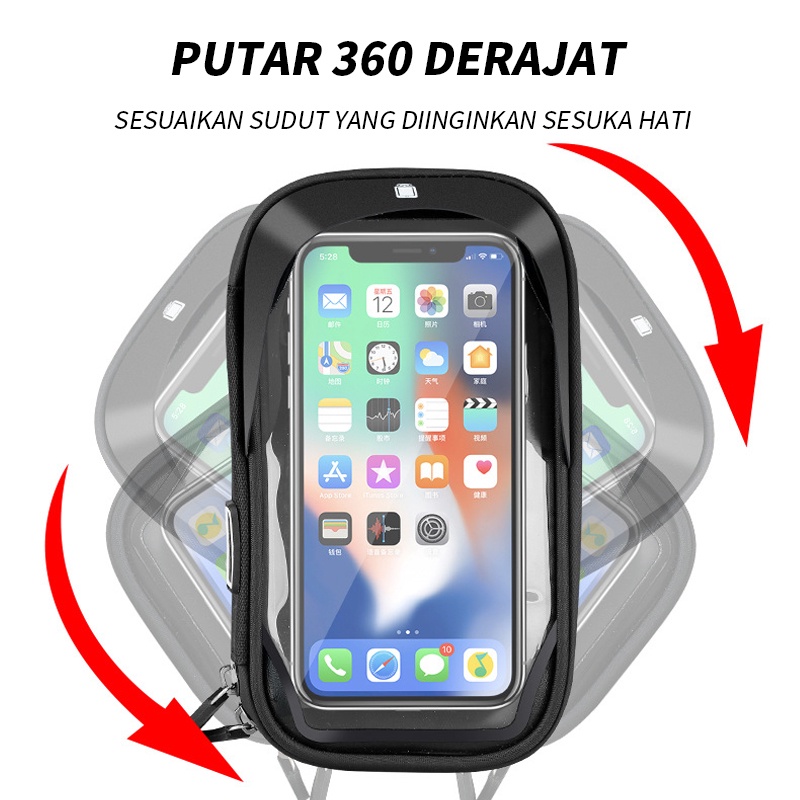 Stand Holder Motor Spion Waterproof - Motorcycle Case Bracket Hp Anti Air Dudukan Gps Gadget - Tas Ponsel Tahan Air - Menghalangi Matahari