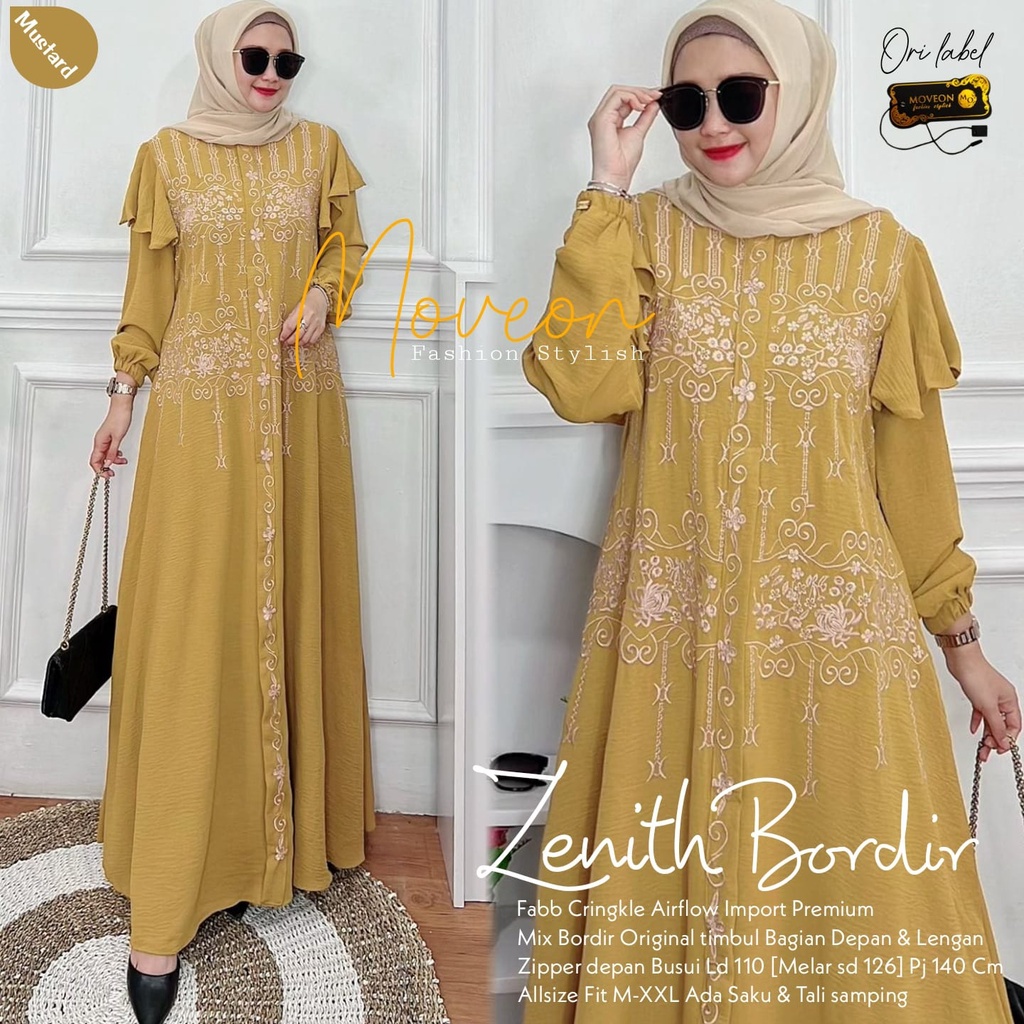 RESTOK ZENITH MALIKA MAXY #23 GAMIS ABAYA BORDIR ORI BY NANIA MOVEON 14/12