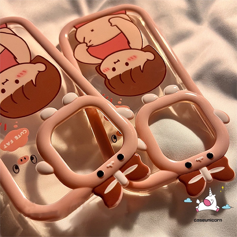 Samsung A12 A14 A23 A04 A13 A04s A04E A53 A51 A31 A33 A50s A50 A32 A11 A73 A52 A53 A30s A52s A22 A03s A03 M32 F22 A02s A21s A71 Gadis Gemuk Lucu 3D Ikatan Simpul Little Monster Lens Case