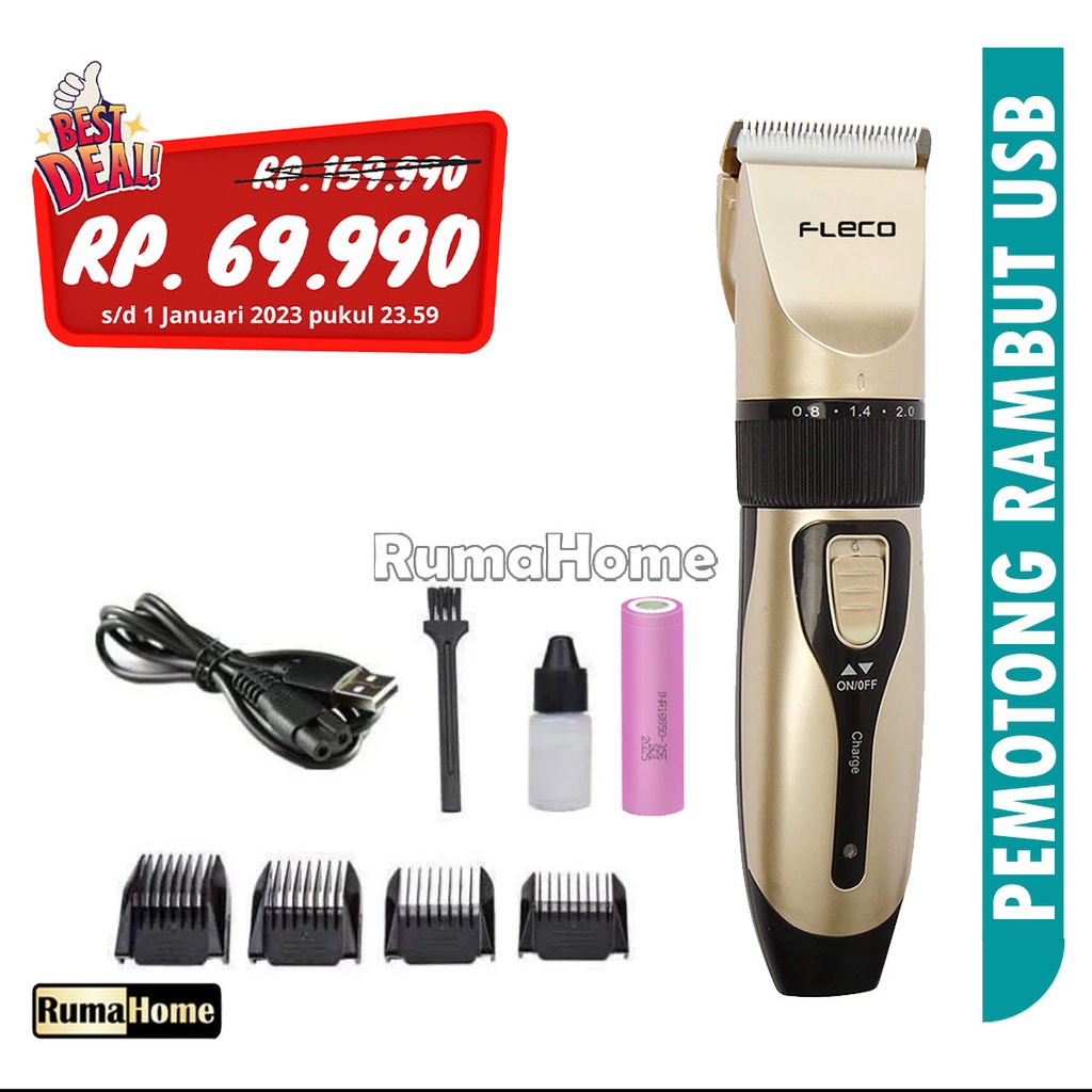 Fleco Barber 9200 alat cukur rambut elektrik professional (1 tahun Garansi) mesin cukur / hair clipper Cordless Professional pemotong rambut