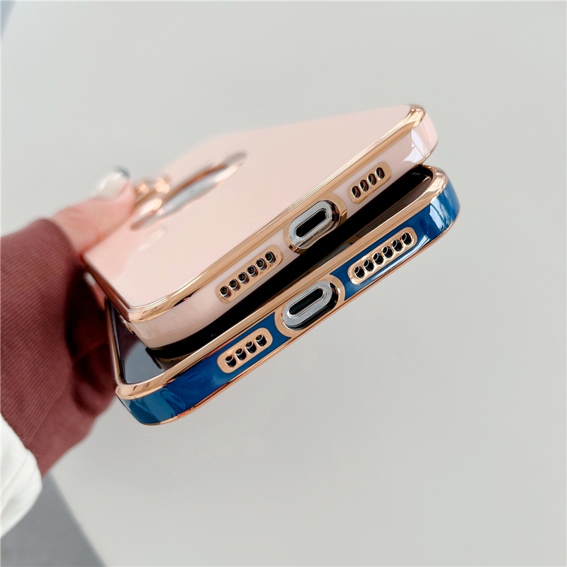 IPHONE Luxury logo Soft Electroplated Phone Cases Cover Untuk Iphone14 11 12 13 Pro Max XS X XR 78 Plus Sarung Silikon Mini Berongga Keluar Cover