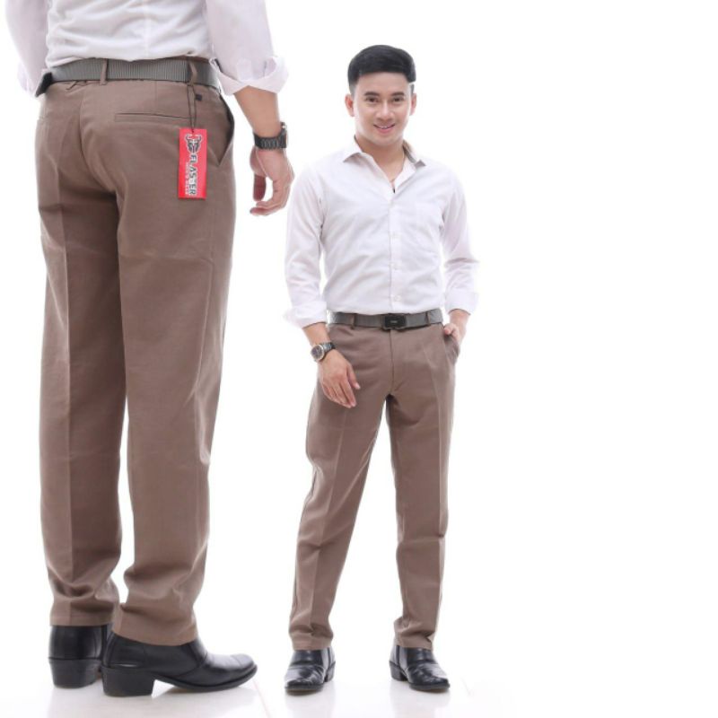 CELANA KAIN KANTOR PRIA FORMAL KERJA HARIAN SLIMFIT  SIZE 27-38  WARNA HITAM BLACK  CREAM ABU GREY MOCCA COKLAT BAHAN DASAR TWILL