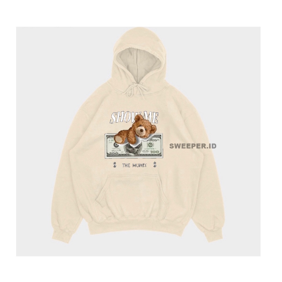 SWEATER HOODIE SHOW ME THE MONEY TEDDY BEAR BAHAN FLEECE