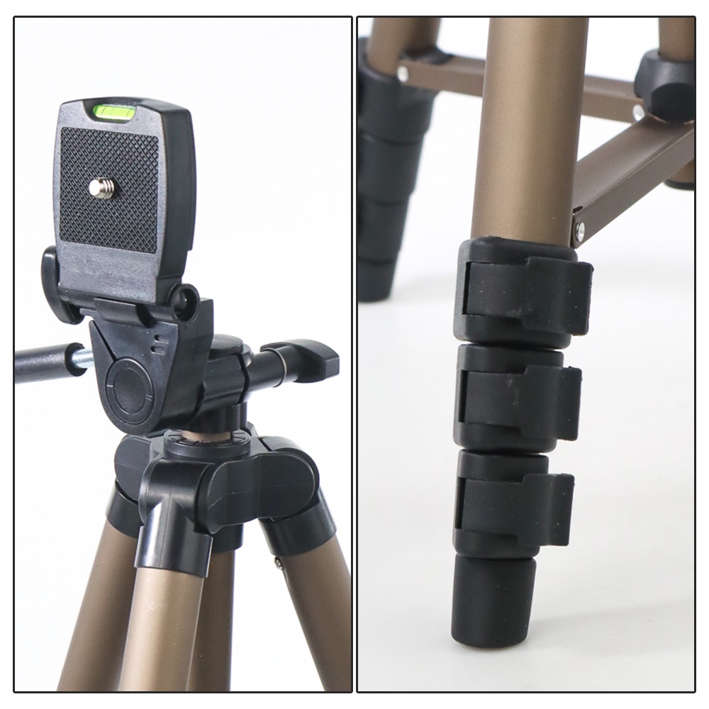 Weifeng Lightweight Tripod Stand 4-Section Aluminium - WT-3130 - Chocolate - WFTD02CH