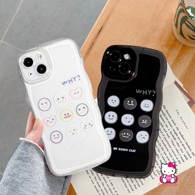 Case Smiley Lucu Realme C53 C35 C12 C33 C30 C15 C25 C25Y C21Y 9i 8i 8c11 8Pro C25s 9 9Pro+7i C3 5i 6i 5 7 C1 C20 C20A Kartun Ekspresi Lucu Lembut TPU Wavy Edge Couple Case