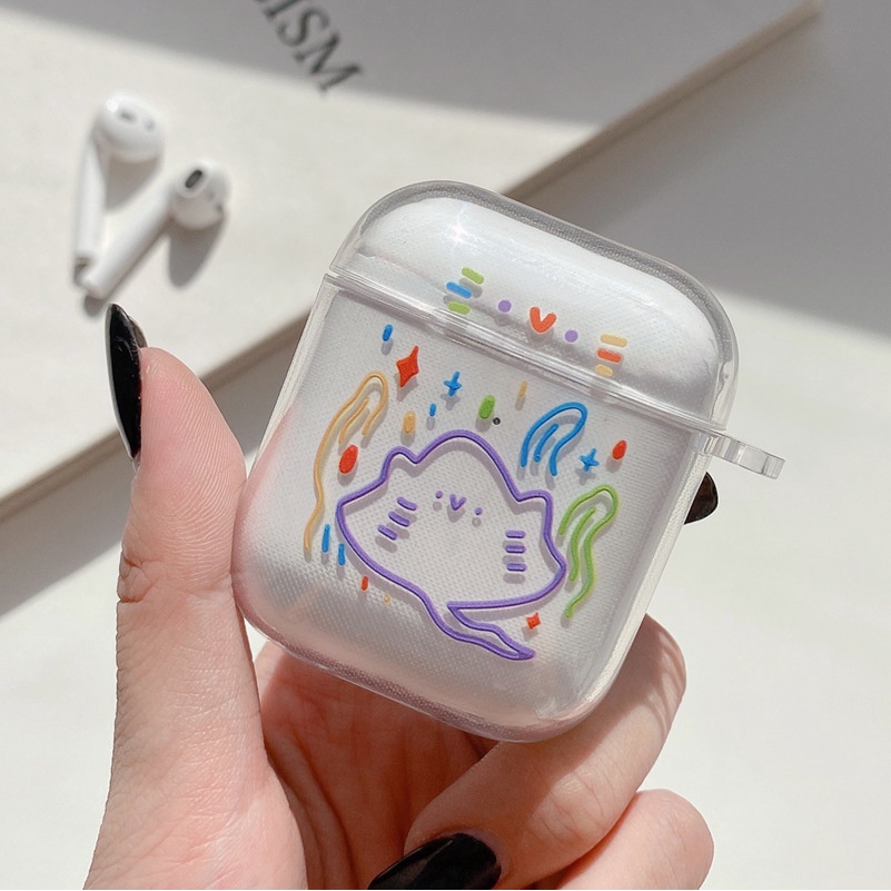 Casing Transparan Kartun Beruang Lucu Untuk Apple Airpods1 2 3 Pro 2 Bluetooth Earphone Pelindung TPU Soft Cover Casing AO1225