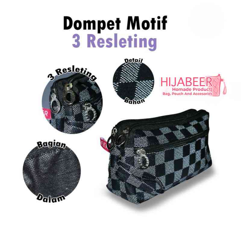 Dompet wanita simple - Dompet HP Motif 3 Resleting - Dompet Motif - dompet kosmetik harian