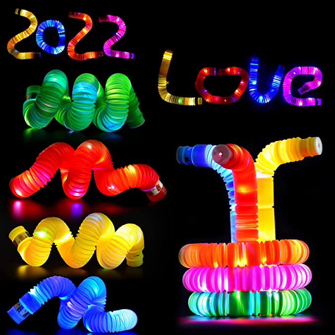 1 SET Light UP POP PIPES BIG Squishy Sensory Fidget Toys tubes lampu stick selang fidget toy LED MAIN AN LAMPU STICK Mainan Viral Led PERMAINAN lampu ANAK Anak Lucu Unik Laris Laku Aneh Kado Ulang Tahun Holiday Birthday Gift ,Glow in the Dark KID KIDS