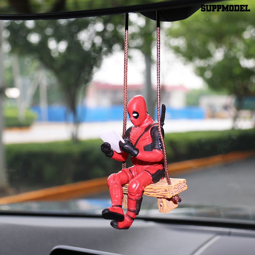 [Auto] Ornamen Boneka Deadpool Desain Ayunan Indah Chic Kartun Hias PVC Deadpool Hiasan Gantung Mobil Untuk Mobil