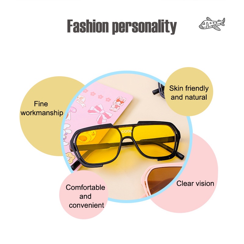 【COD】 Kacamata Hitam Anak-Anak Bingkai One-piece Anti UV Fotografi Jalanan Hadiah Ulang Tahun Fashion Sunglasses
