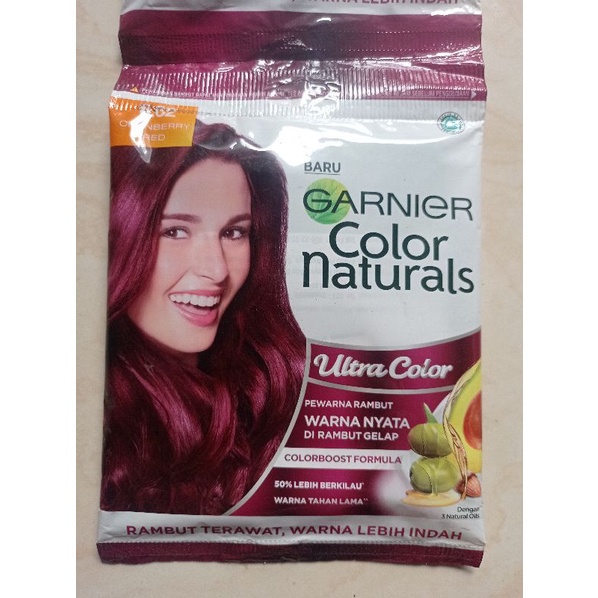 GARNIER PEWARNA RAMBUT TAHAN LAMA WARNA NYATA DIRAMBUT GELAP CRANBERRY RED