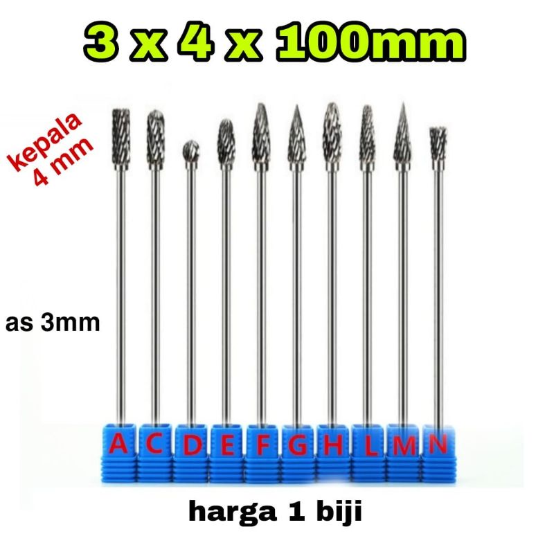 1 biji mata tuner 3x4x100mm mata bor tuner tungsten carbide