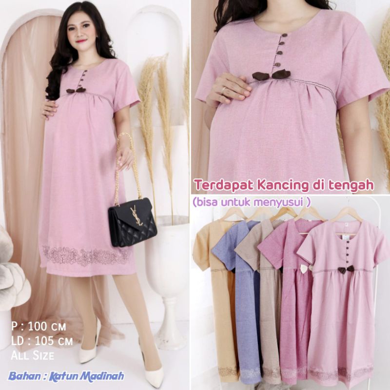 dress hamil motip simpel/dress hamil bahan katun premium/dress hamil/dress wanita hamil