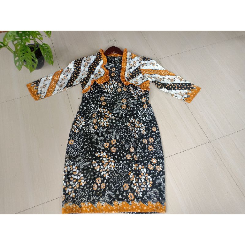 Preloved Dress Batik Tulis Lasem asli full tulis hitam kuning