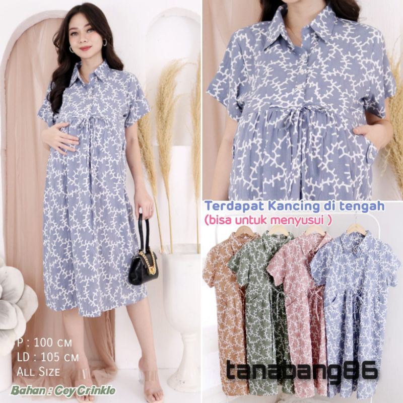 dress hamil motip abstrak