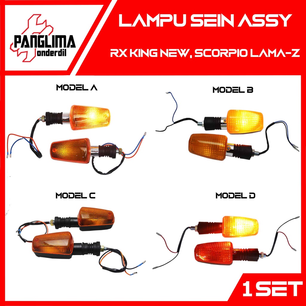 Lampu Sein Assy RX King New 2002-2006 &amp; Scorpio Lama-Z 2005-2009 Sen Warna Kuning Set