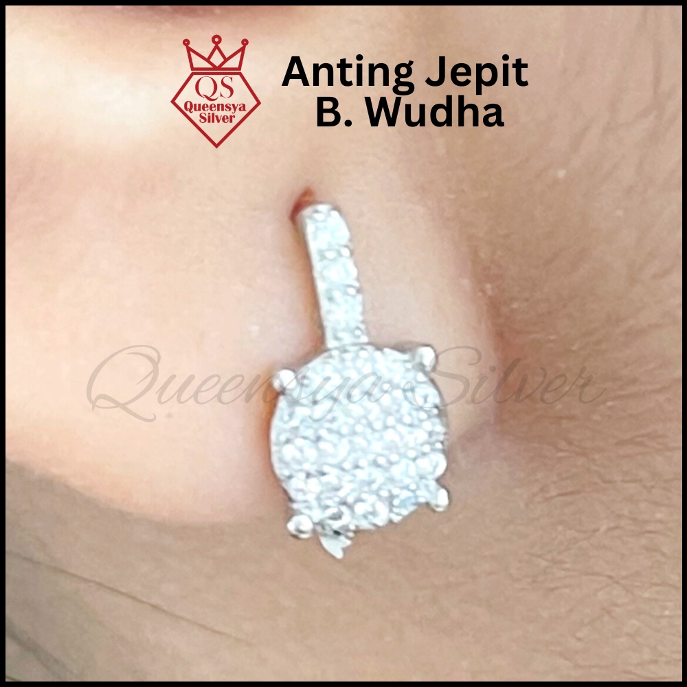 Anting Perak | Anting Jepit Perak Lapis Emas Model Bulat Queensya Silver
