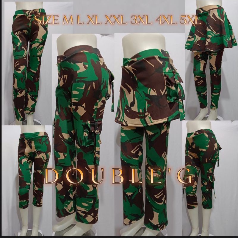 celana PDL/celana senam rok kantong loreng motif TNI AD
