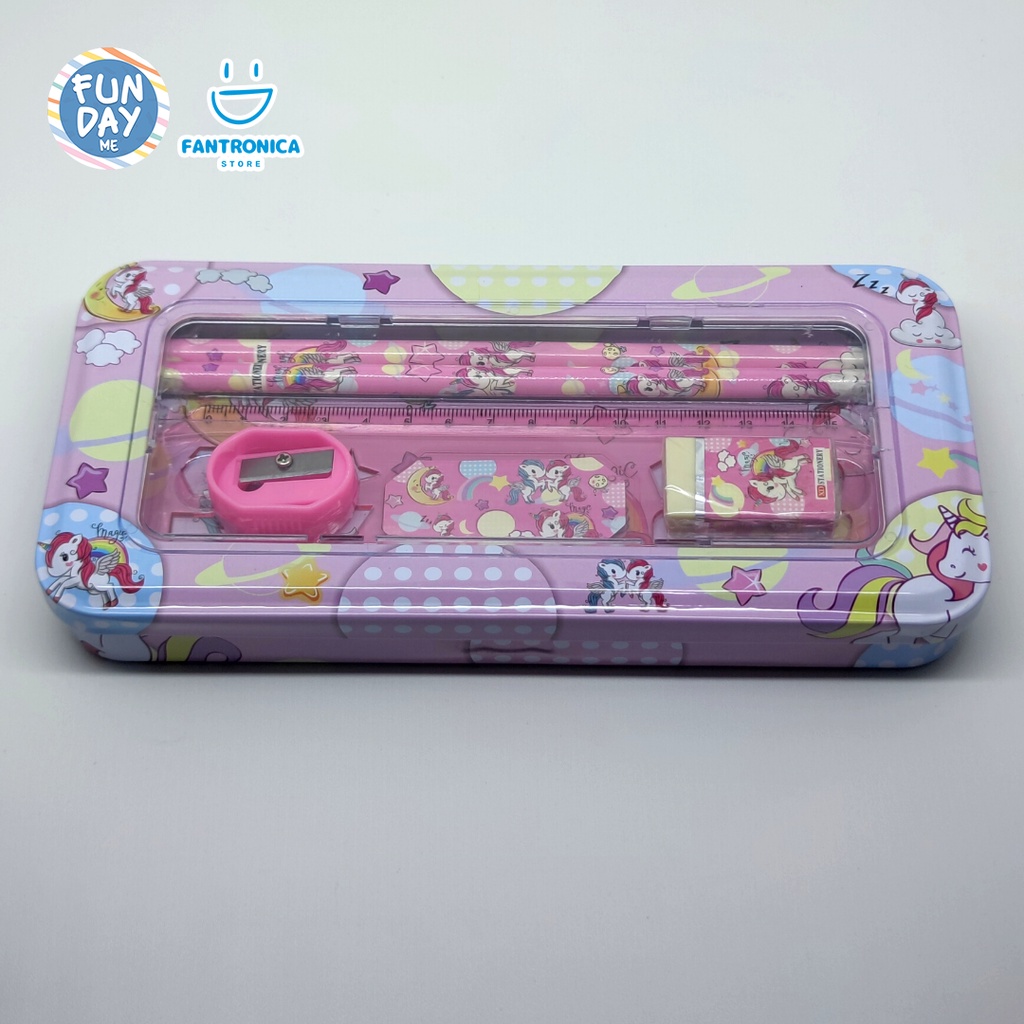 

Set Alat Tulis Pensil Case Kotak Pensil Kaleng Gambar Unicorn