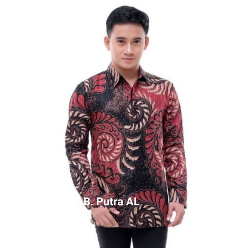 kemeja batik pria modern lengan panjang motif Puser Termurah