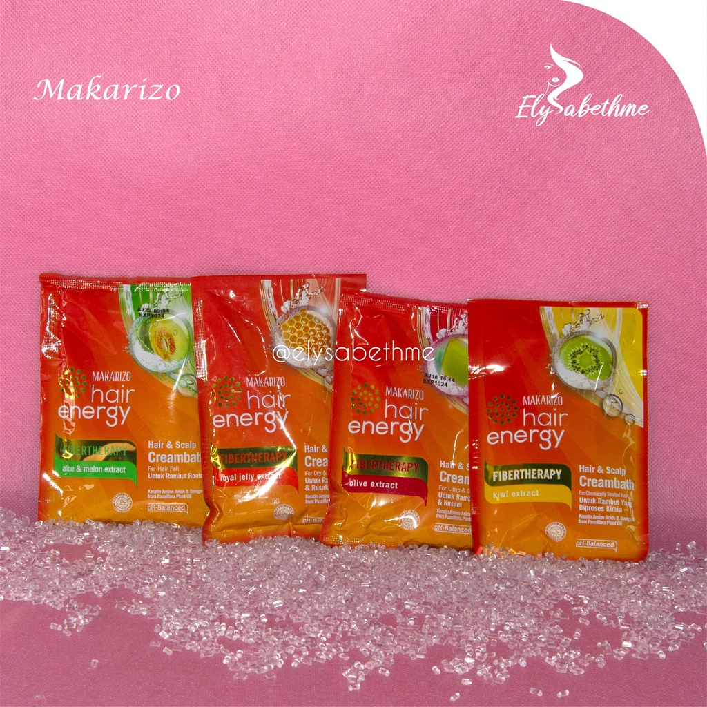 ✿ELYSABETHME✿ 【﻿ＭＡＫＡＲＩＺ ' Ｏ】 makarizo 60 ml hair energy creambath masker rambut sachet besar hairmask anti rambut kering bercabang dengan royal jelly